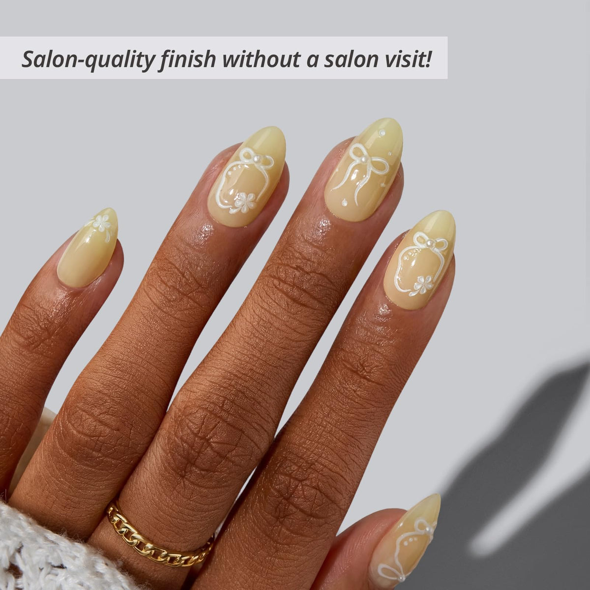 BTArtbox Press On Nails Garden Trellis with 3D yellow bow