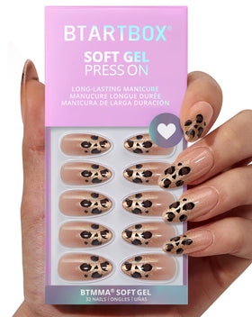 BTArtbox Press On Nails Gilder Roar front view with sparkly leopard design