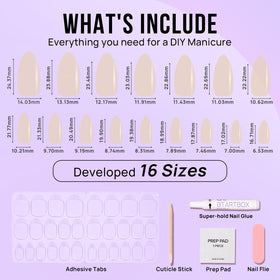 BTArtbox Press On Nails Glazed Donut showing various nail sizes