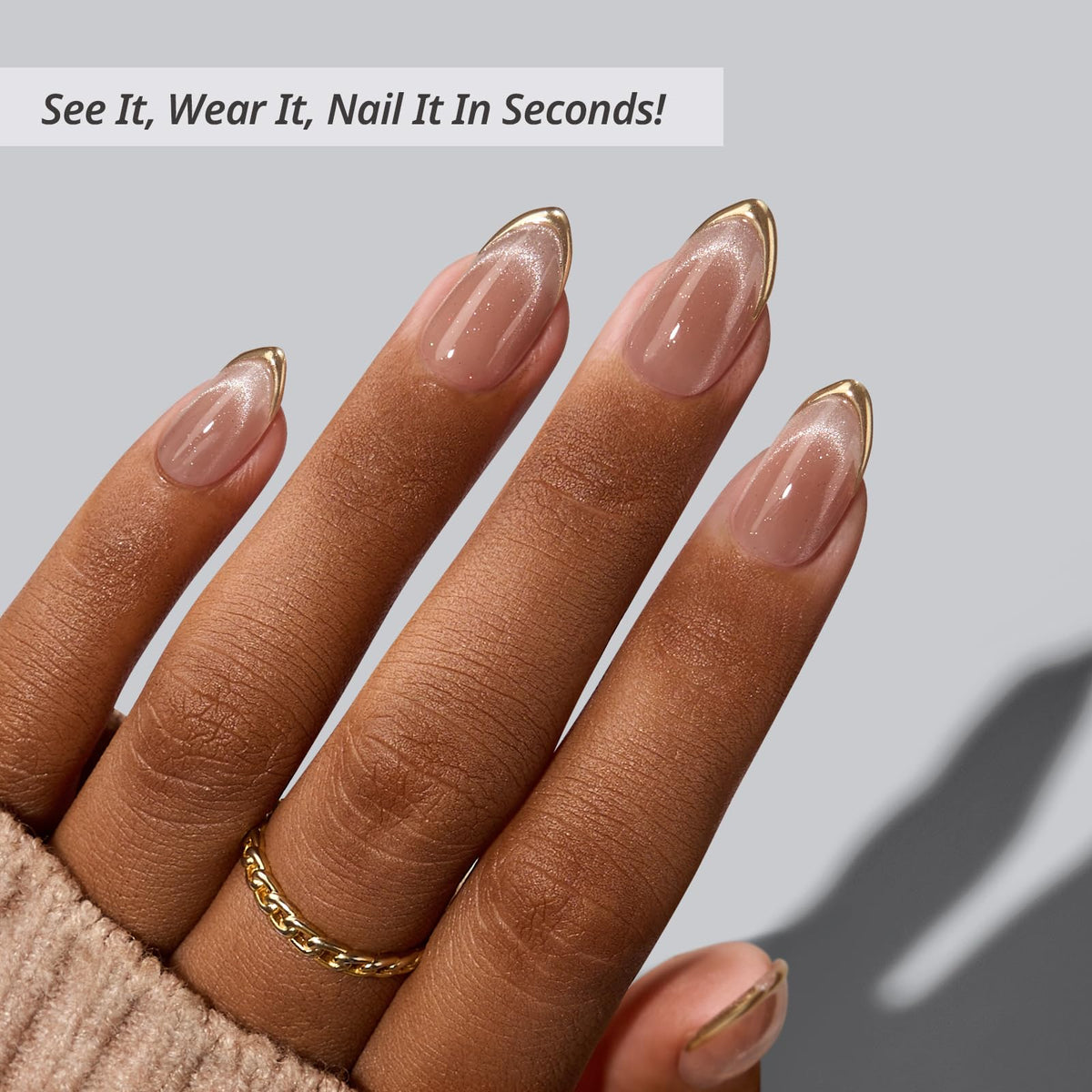 BTArtbox Press On Nails Gold Drops side view