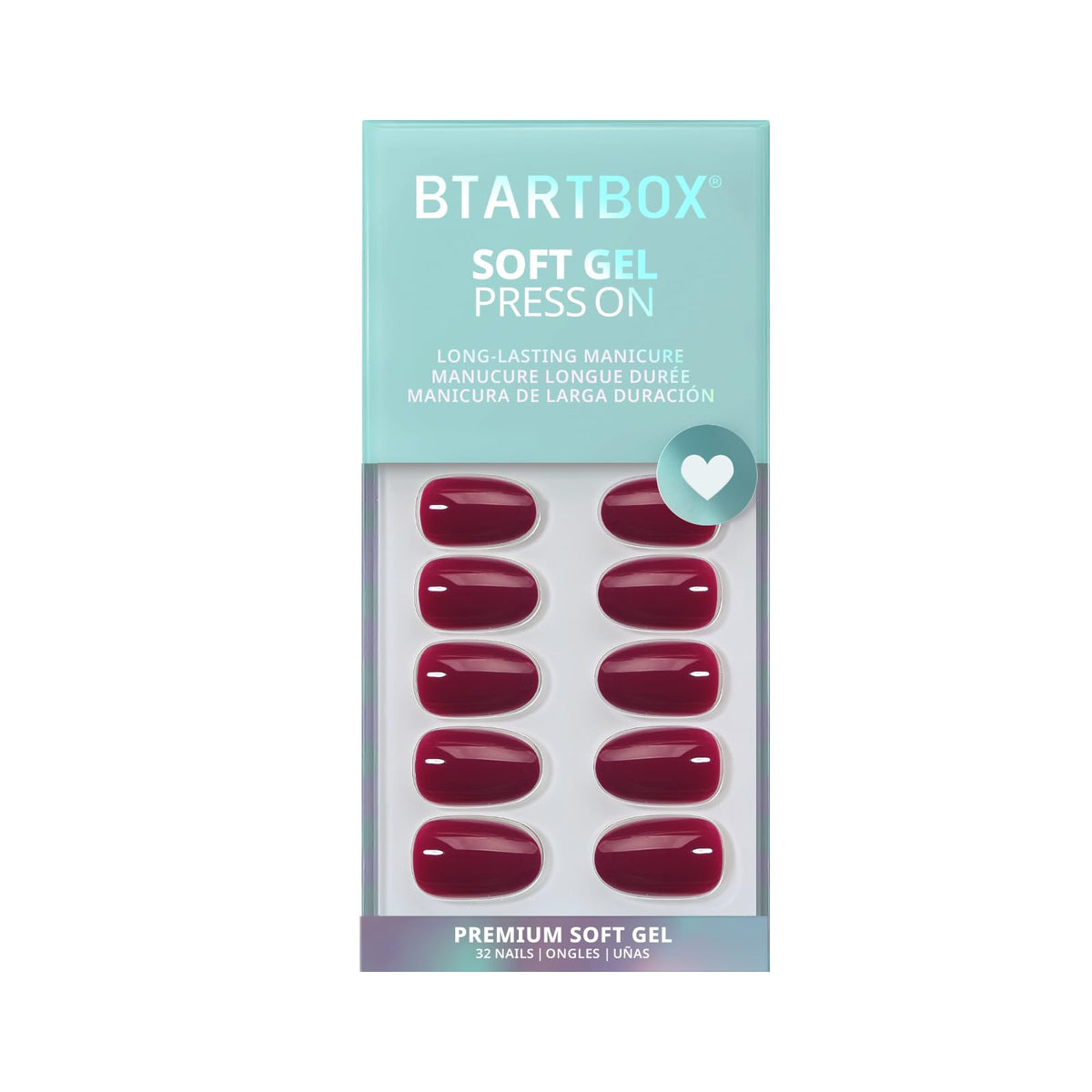 BTArtbox Press On Nails Grape Short Oval with nail file and wooden stick