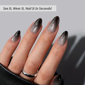 BTArtbox Press On Nails Grave Shine Sparkle Black side view