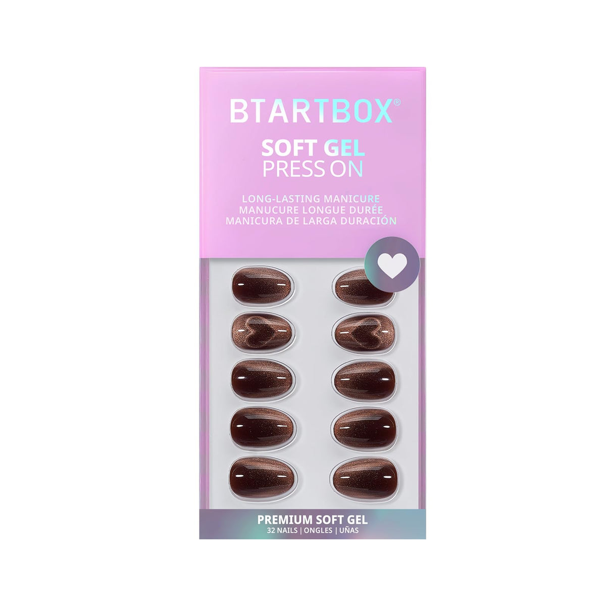 BTArtbox Press On Nails Heart Coffee Art XS Almond alcohol pads