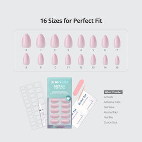 BTArtbox Press On Nails Home CEO light pink nails in packaging