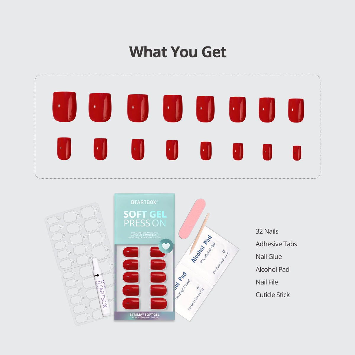 BTArtbox Press On Nails Hot Lap application guide included