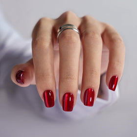 BTArtbox Press On Nails Hot Love red cat eye front view