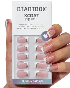 BTArtbox Press On Nails Ice Veil front view with white French tip