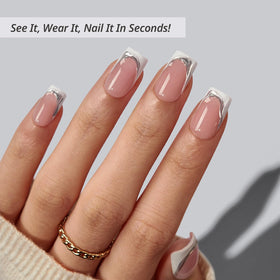 BTArtbox Press On Nails Ice Veil side view showing nail thickness