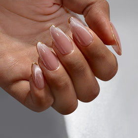 BTArtbox Press On Nails Knightshield side view showing medium almond shape