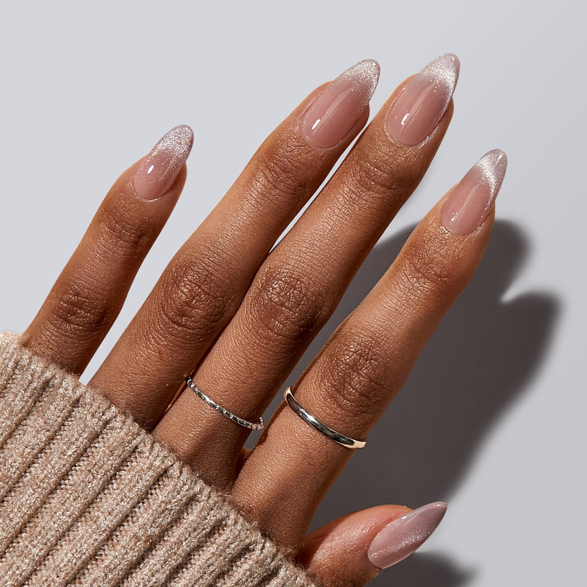 BTArtbox Press On Nails Liquid Radiance front view with medium almond shape