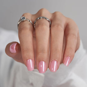 BTArtbox Press On Nails Lotus Glazed Pink Chrome front view