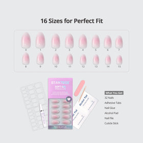 BTArtbox Press On Nails Love Letter Ombre Pink with nail glue and accessories