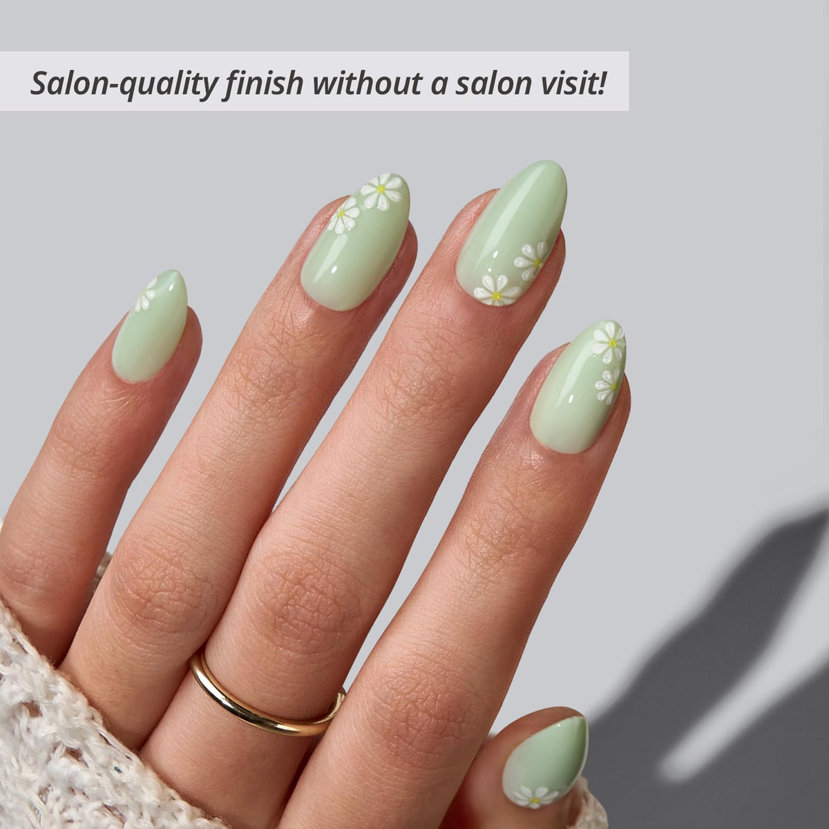 BTArtbox Press On Nails Meadow Daisy side view
