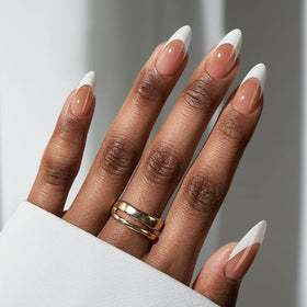 BTArtbox Press On Nails medium almond shape with white French tip