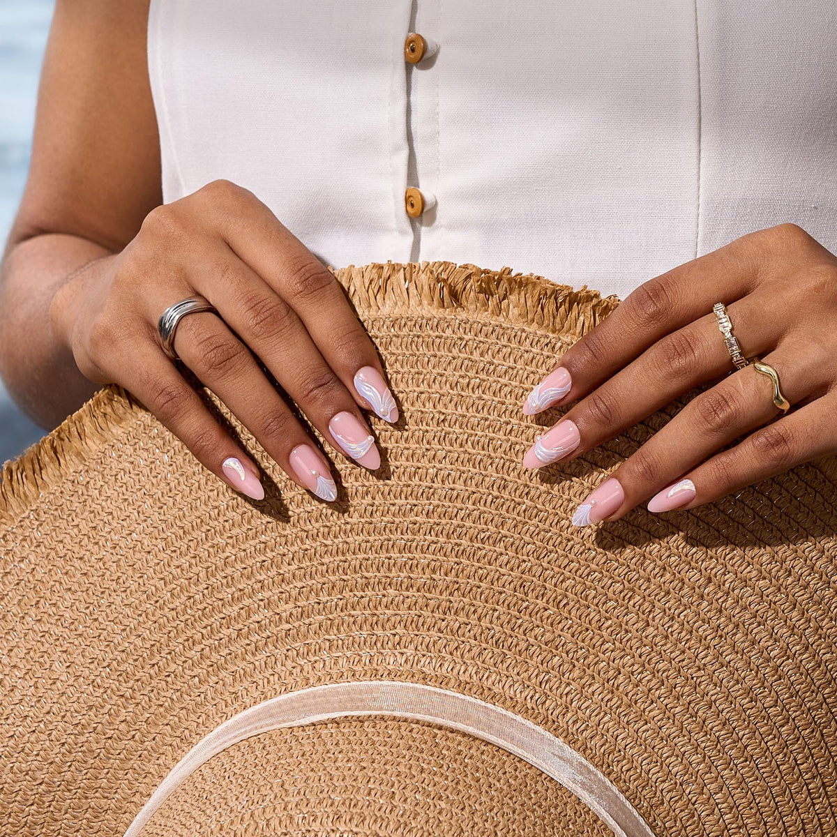 BTArtbox Press On Nails Medium Almond side view showing nail shape