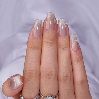 BTArtbox Press On Nails Milky Way short coffin style front view