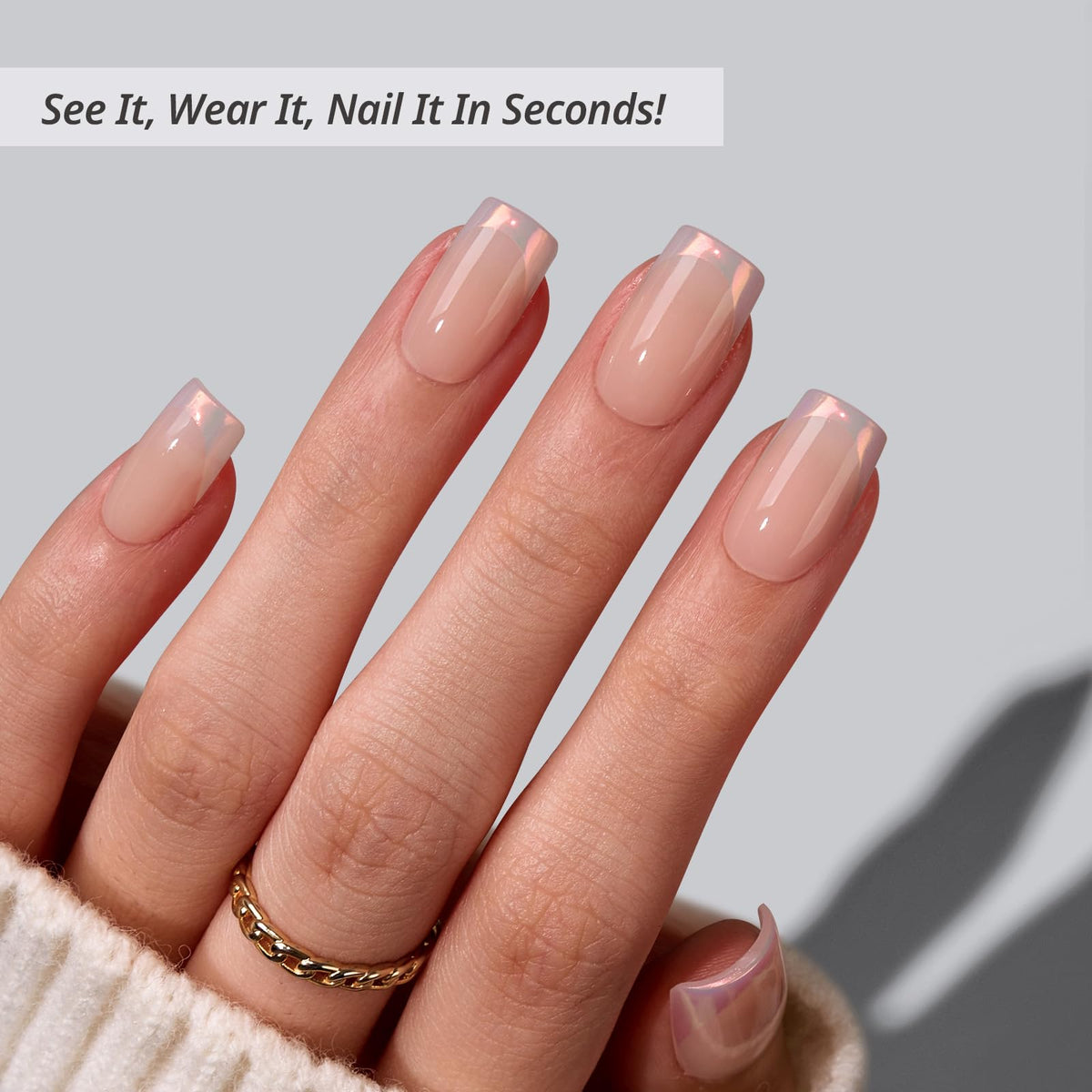 BTArtbox Press On Nails Muted Glitz side view showing thickness