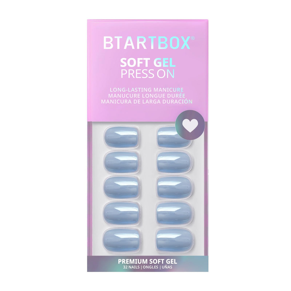 BTArtbox Press On Nails Ocean Glazed Blue Chrome in use