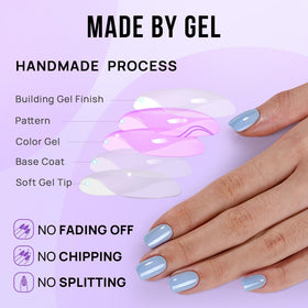 BTArtbox Press On Nails Ocean Glazed Blue Chrome nail sizes