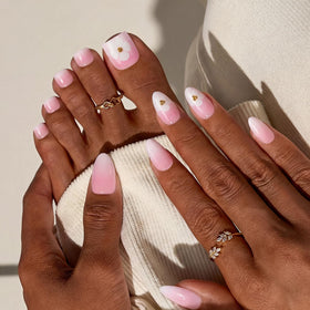 BTArtbox Press On Nails Orchard Burst short almond shape close-up