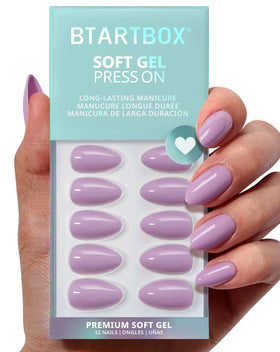 BTArtbox Press On Nails Orchid Dew front view with lavender purple finish