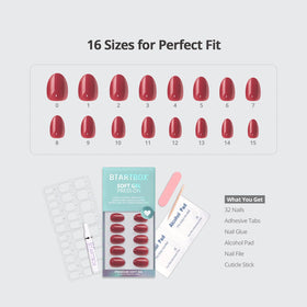 BTArtbox Press On Nails Oval Dark Rose Red on a hand