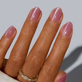 BTArtbox Press On Nails Oval Girl Code Pink Glitter front view