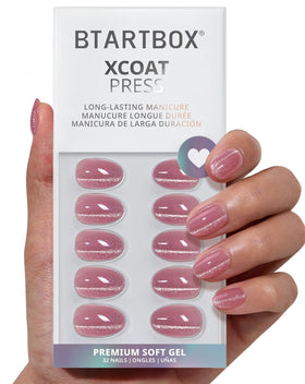 BTArtbox Press On Nails Oval Girl Code Pink Glitter packaging