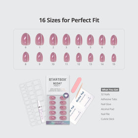 BTArtbox Press On Nails Oval Girl Code Pink Glitter with nail glue