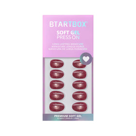 BTArtbox Press On Nails Oval Red Cat Eye alcohol pads and guide
