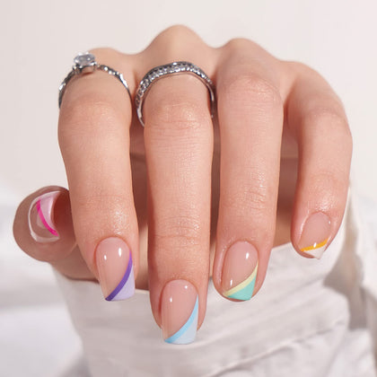 BTArtbox Press On Nails Pastel Curves front view