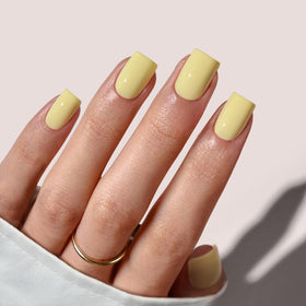 BTArtbox Press On Nails pastel yellow short square front view