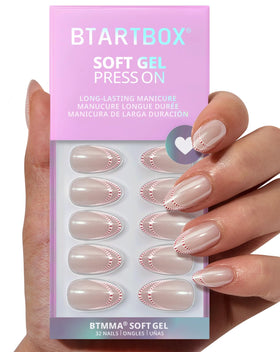 BTArtbox Press On Nails Peppermint Kiss front view with French tip
