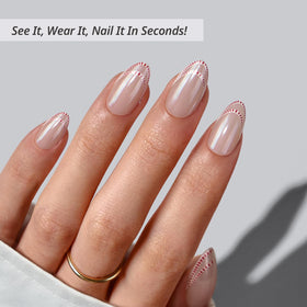 BTArtbox Press On Nails Peppermint Kiss showing included nail glue and accessories