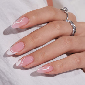 BTArtbox Press On Nails Pink French Tip close-up