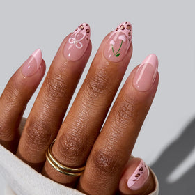 BTArtbox Press On Nails pink French tips front view