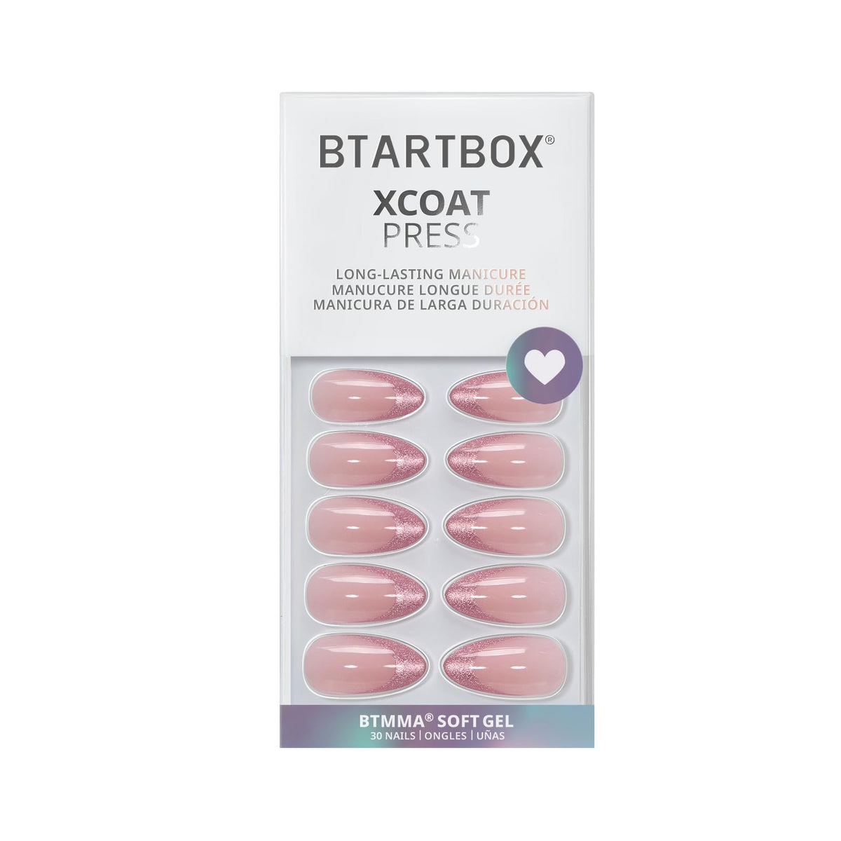 BTArtbox Press On Nails Pink Frosting with nail glue