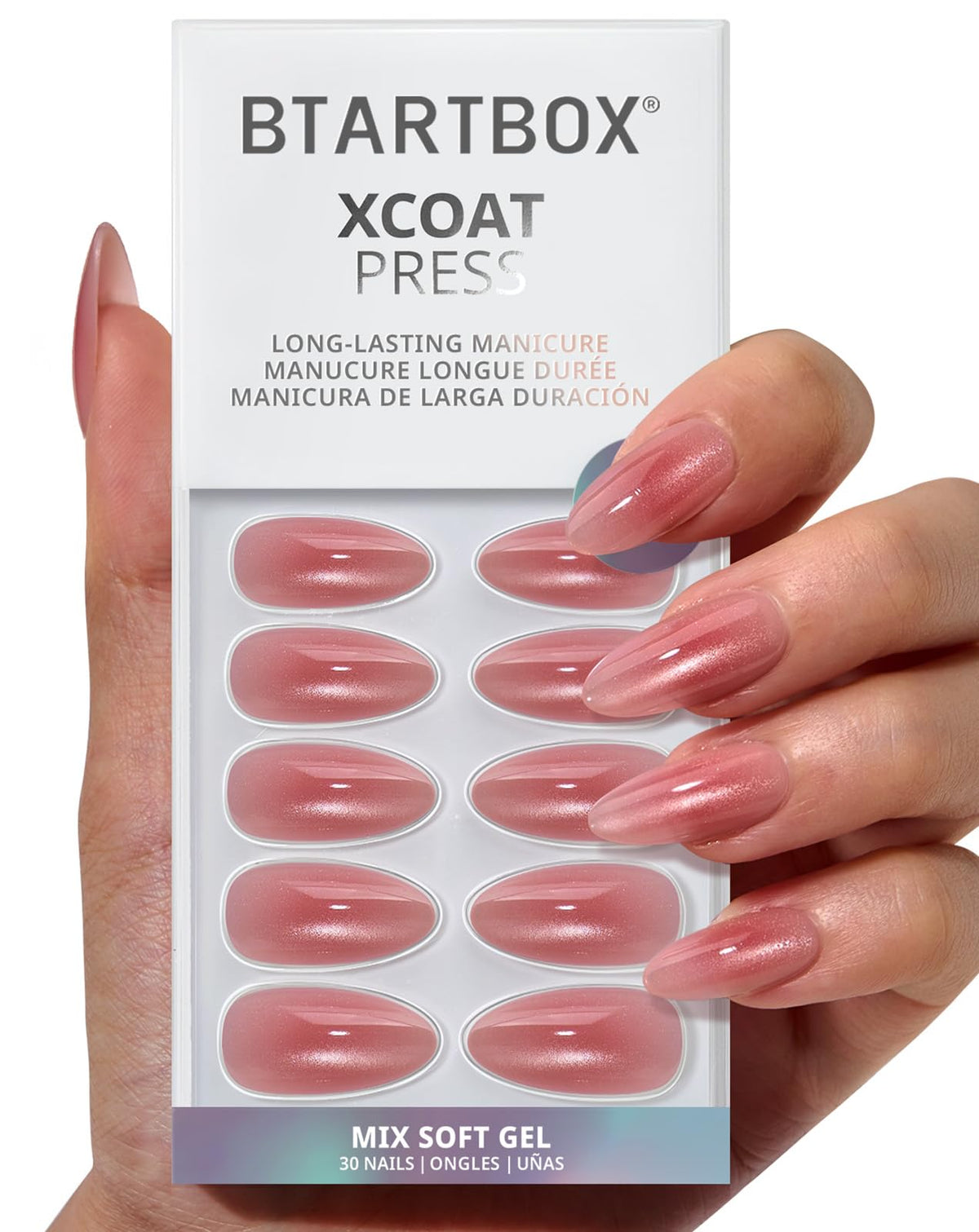 BTArtbox Press On Nails Pink Hypnotic front view