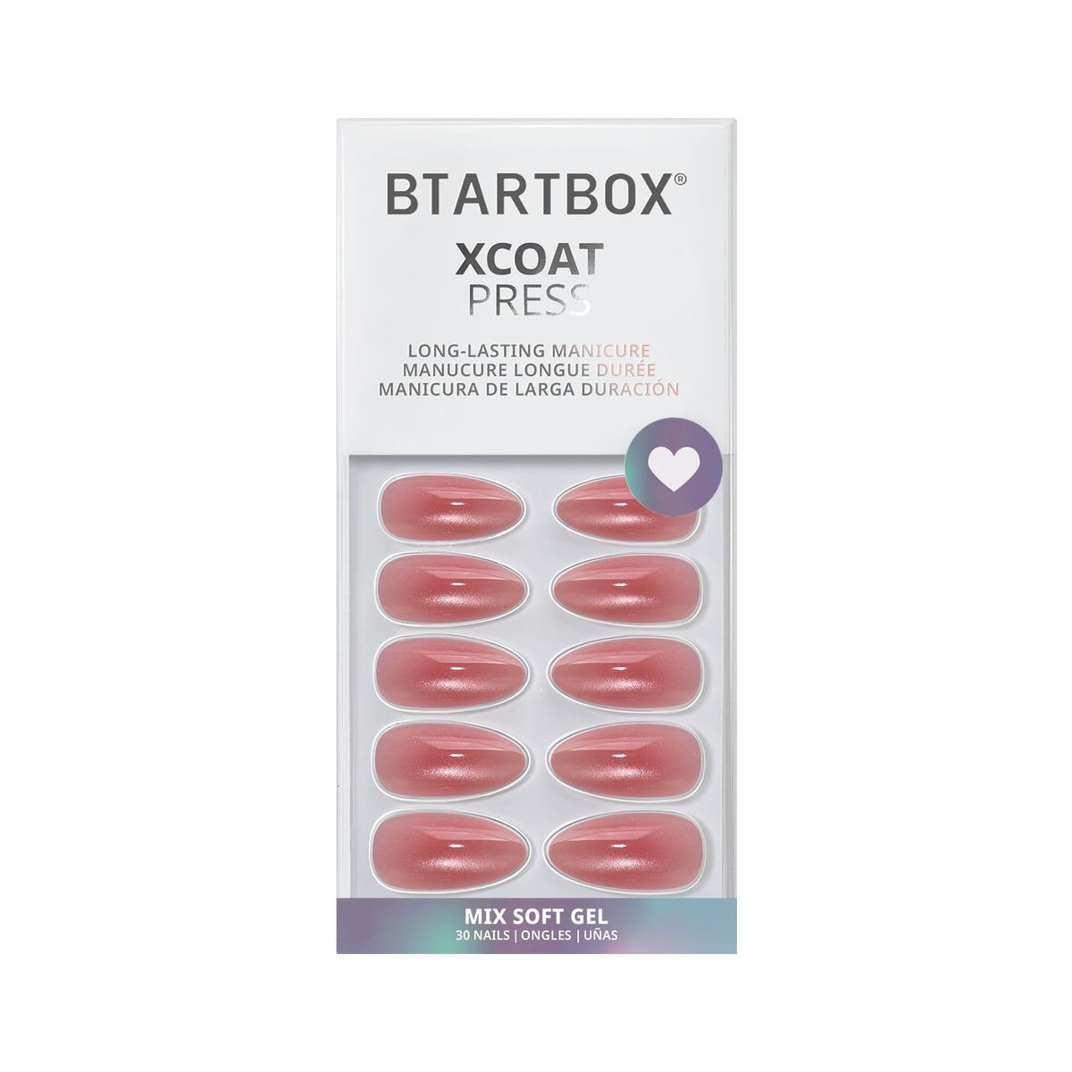 BTArtbox Press On Nails Pink Hypnotic size options