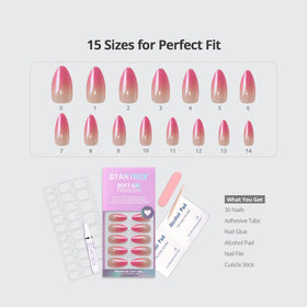 BTArtbox Press On Nails Pink Recharge application guide and tools