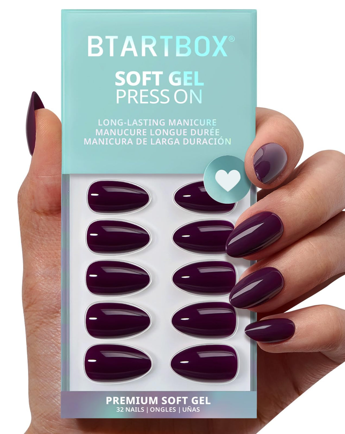 BTArtbox Press On Nails Poison Potion dark purple front view