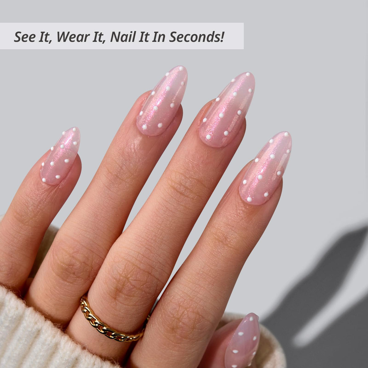 BTArtbox Press On Nails Polka-Dot Dress showing various sizes included
