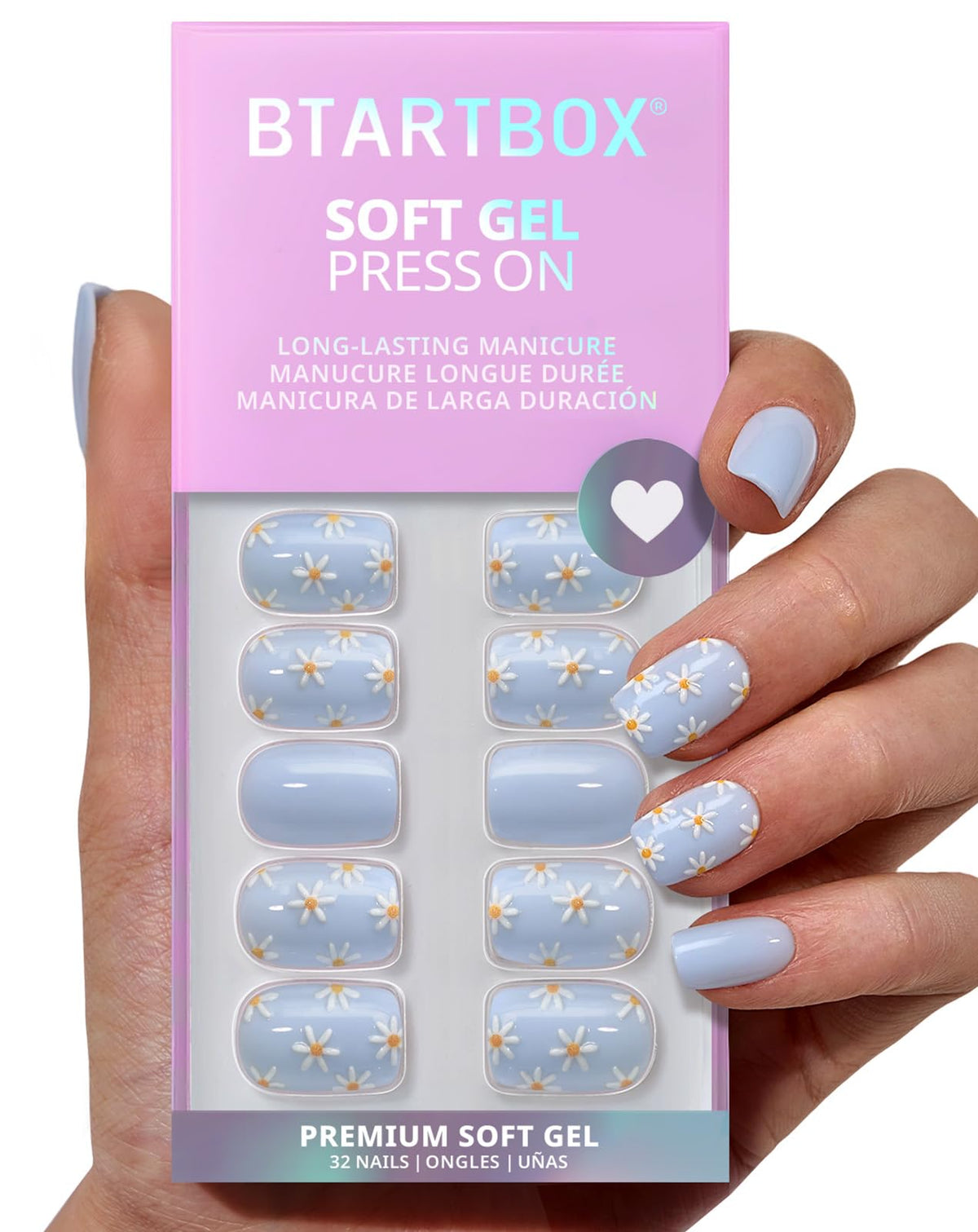 BTArtbox Press On Nails Porch Sky front view with 3D flower design