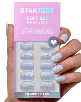 BTArtbox Press On Nails Porch Sky front view with 3D flower design