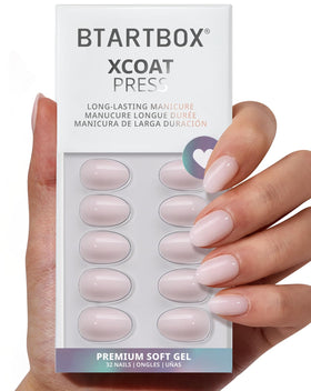 BTArtbox Press On Nails Power Calm front view with nude pink finish