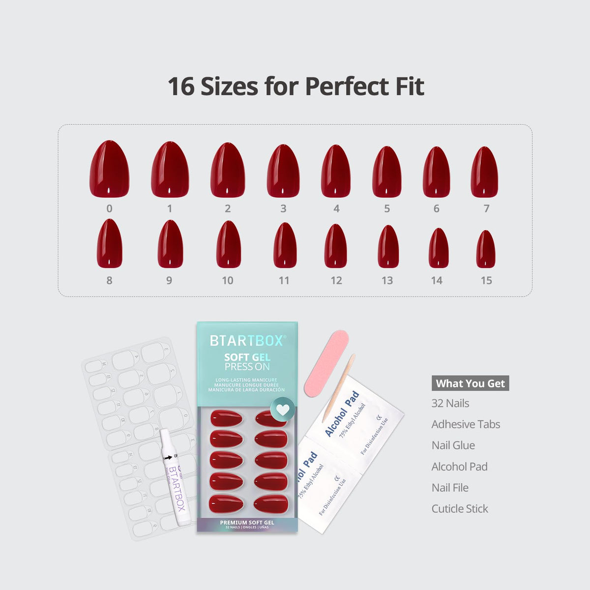 BTArtbox Press On Nails Power Suit in various sizes laid out
