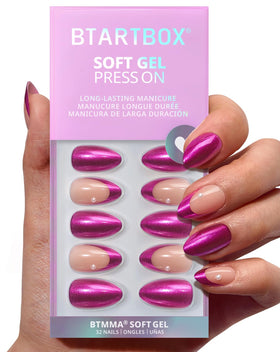 BTArtbox Press On Nails Purple Pact front view with French tip