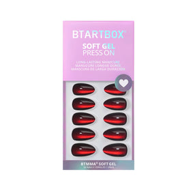 BTArtbox Press On Nails Red Cat Eye styled on a hand