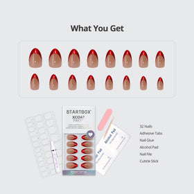 BTArtbox Press On Nails Ruby Slipper showing various sizes included