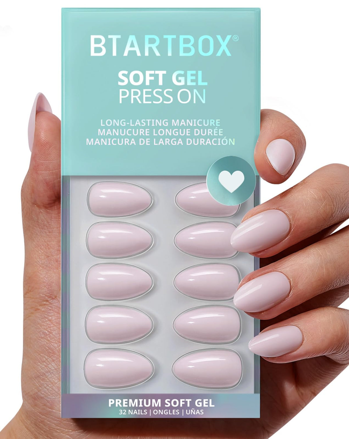 BTArtbox Press On Nails Satin Memo front view with pastel purple finish